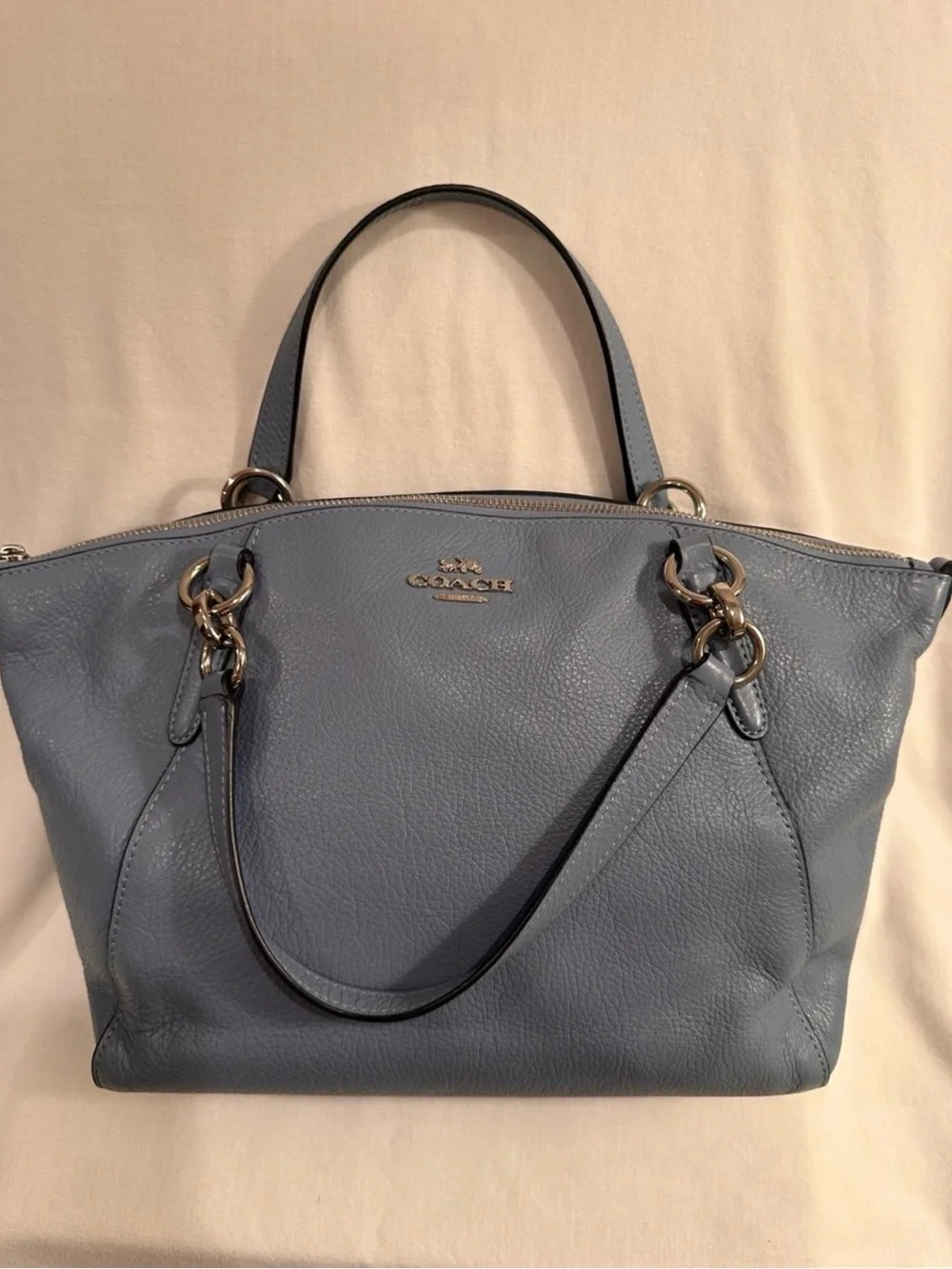 Coach f26917 Kelsey Slate Blue Gray small purse leather w/strap w/dust bag
